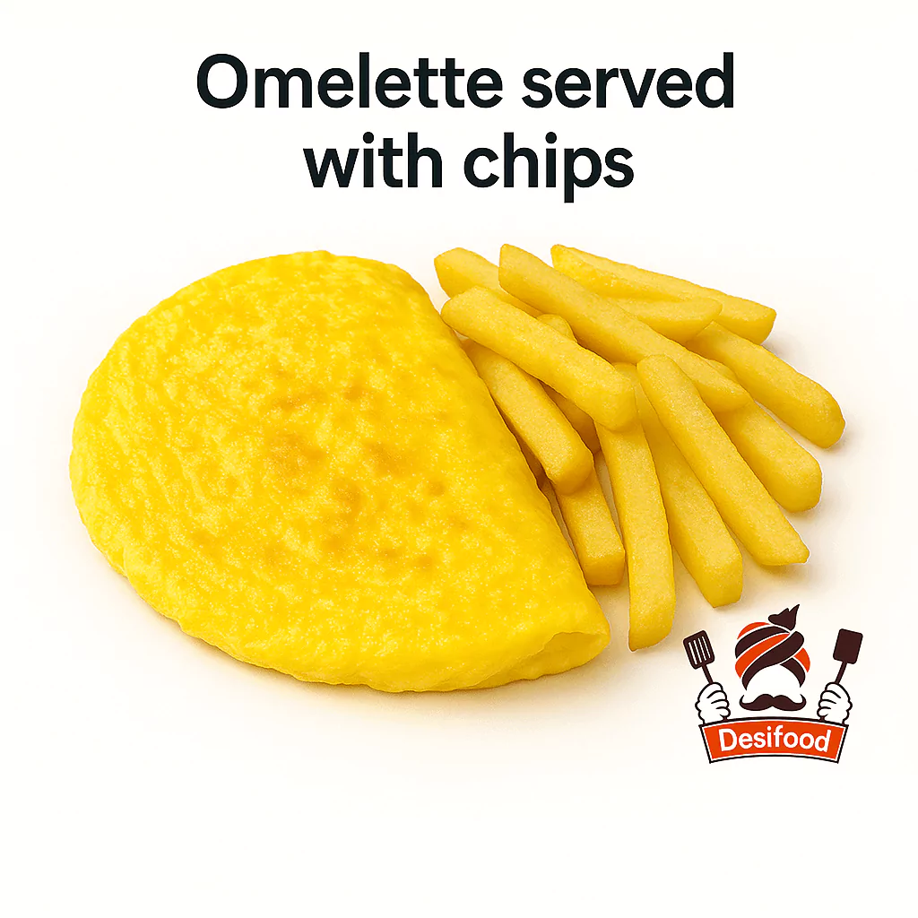 Omelette served with chips